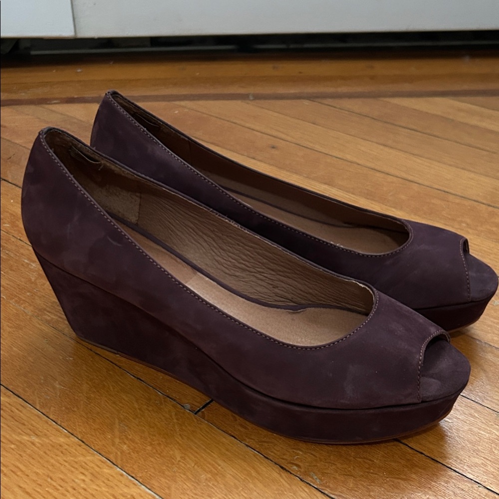 Elegant Purple Wedge Peep-Toe Shoes